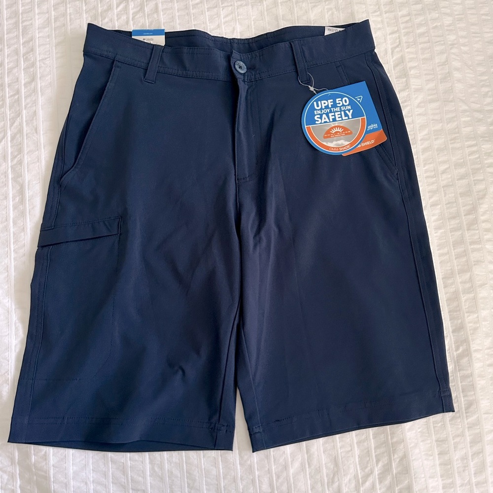 Columbia PFG navy shorts.  NWT, Size 30” waist, 10”L